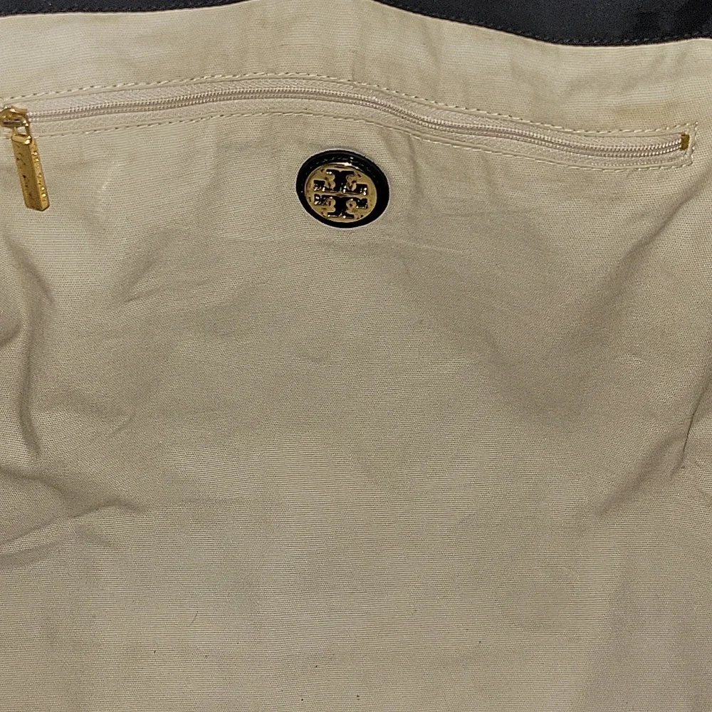 Tory Burch Ella Black Nylon Tote Bag with Logo Detail